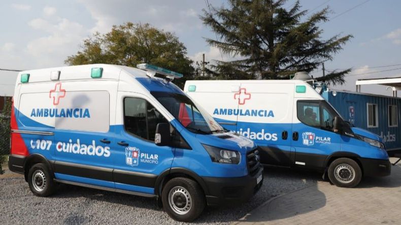 AMBULANCIA. El herido fue trasladado al Sanguinetti. .