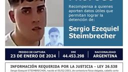 Sergio Ezequiel Steimbrecher tiene 22 años y está prófugo desde enero de 2024. Sergio Ezequiel Steimbrecher tiene 22 años y está prófugo desde enero de 2024.