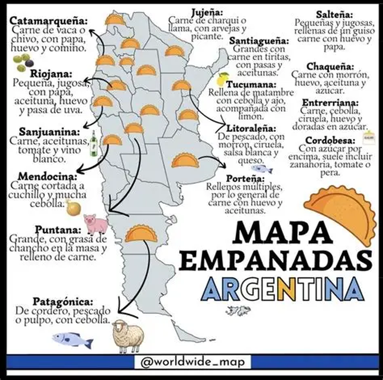 El Mapa de la Empanada en Argentina. (@worldwide_map).