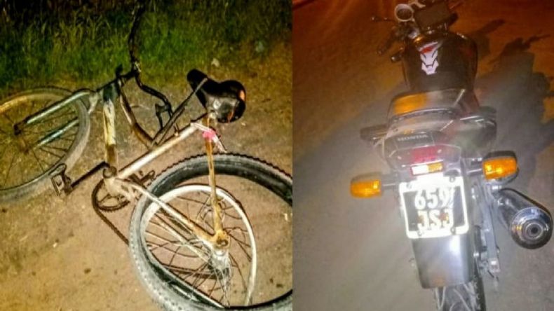SOBRE RUTA 26. La bicicleta fue embestida desde atrás por la moto. .