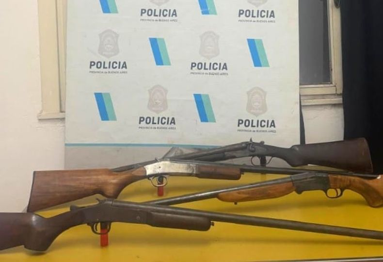 Las armas secuestradas durante el allanamiento.&nbsp;