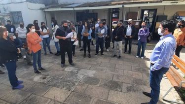 Arquitectos, técnicos y gestores llevaron su reclamo a las puertas de Obras Públicas. .