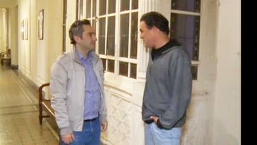 Hernán Nemi, de la biblioteca, con Larroque, en el Congreso..