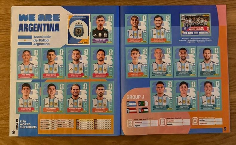COMPLETO. Las figuritas de Argentina en el álbum del Mundial 2026.