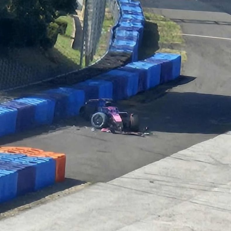 DESTROZADO. Así quedó el Alpine de Colapinto tras el impacto en la curva 11.