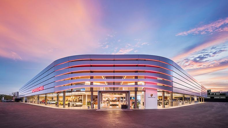 RENDER. La concesionaria Porsche estar&aacute; ubicada en Manuel Alberti, kil&oacute;metro 38 del ramal Pilar.