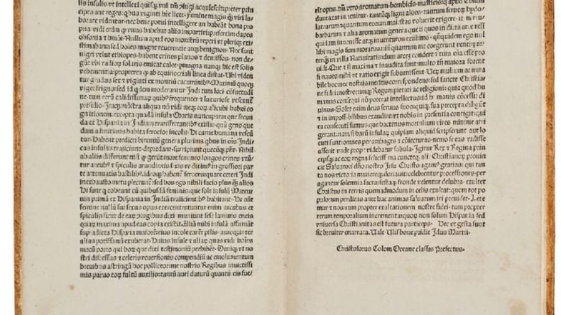 La carta lleva la firma de Cristóbal Colón y representa la edición más antigua. (Christies)..jpg