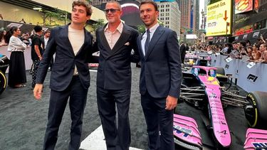 Franco Colapinto, Brad Pitt y Pierre Gasly en Nueva York.
