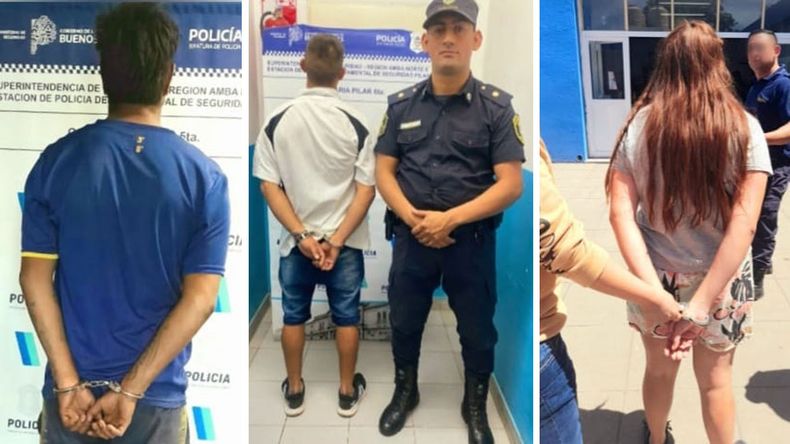 DEBER CÍVICO. Los tres aprehendidos en escuelas de Pilar cuando fueron a votar.