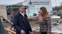 Federico Achával y Soledad Peralta recorrieron las obras de ampliación del Hospital Central de Pilar.&nbsp;