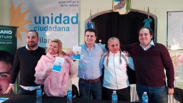 Christian Ramos, Adriana García, Iván Giordano, Norma Ramos y Federico García Caffi, esta mañana durante la presentación de Unidad Ciudad Pilar..