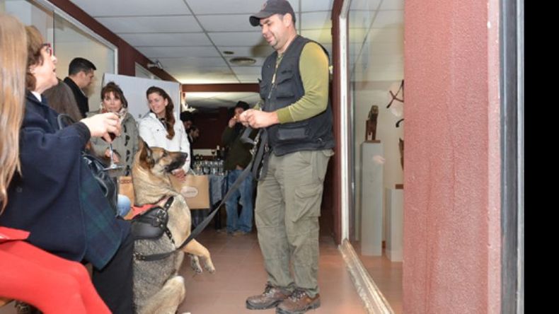 SENTADA. El adiestrador Diego Alfonso, de la escuela Vilkas, dio charlas al público, que escuchó con gran interés. Acompañado de una perra ovejera que “compró” a todos, el hombre –con 5 años de presencia en Pilar con su actividad- entregó varios tips sobre cómo lograr un mejor comportamiento y dejó una sentencia: “Los más inteligentes son los mestizos”..