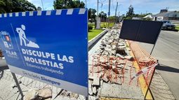 EN OBRA. La renovación de veredas comenzó en Vuelta de Obligado, frente al corredor aeróbico.