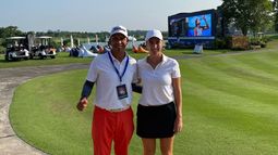 Maggie Simmermacher y Miguel Carballo entrenaron juntos en Waterside Course..