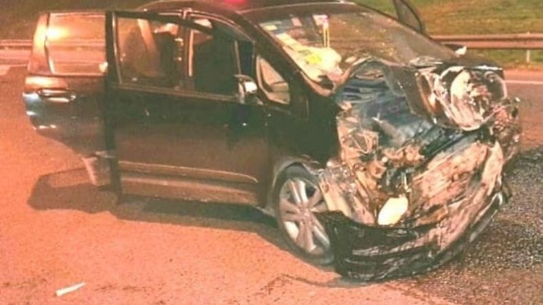 FUERTE IMPACTO. Así quedó el Honda Fit que conducía Zúccaro..