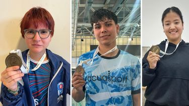 MEDALLAS DE ORO. Luana García López (Ajedrez), Ignacio López Salomón (Natación) y Melina Escudero (Natación PCD) se consagraron campeones provinciales en Mar del Plata.
