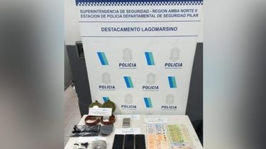 INCAUTADA. La droga y otros elementos hallados en Lagomarsino.