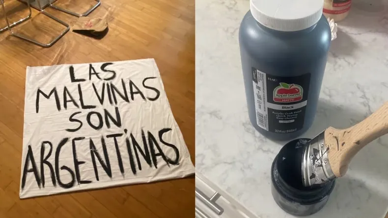 Así pintaron la bandera más famosa de la Argentina. (TN).