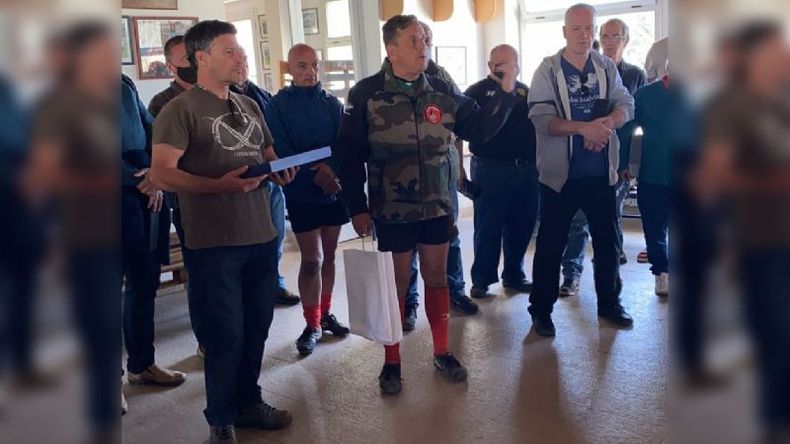 TRIBUTO. El coronel Esteban Lamadrid en el homenaje que realizó Champagnat.