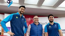 Fabián Flores (izquierda) en su presentación como jugador de Herce Soria.