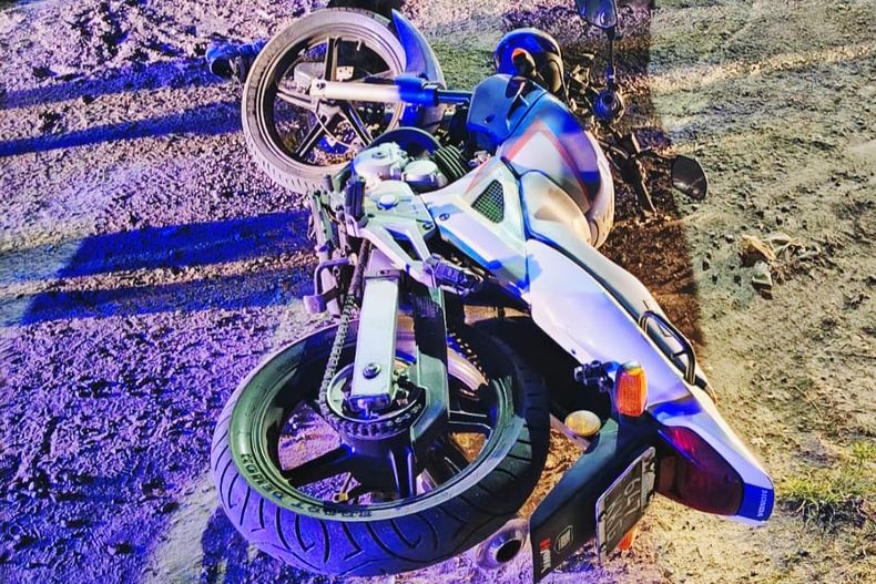 La moto en la que escapaba el delincuente qued&oacute; tendida en la Panamericana.&nbsp;
