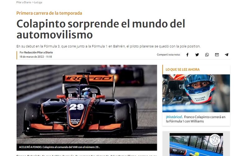 Franco Colapinto llegó a la Fórmula 3 y sorprendió al mundo con su pole en el estreno.
