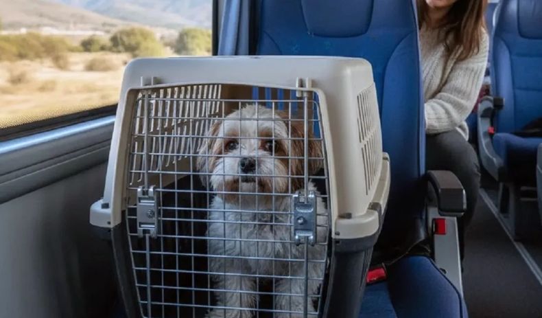 Las mascotas debern viajar dentro de un transportn durante todo el viaje
