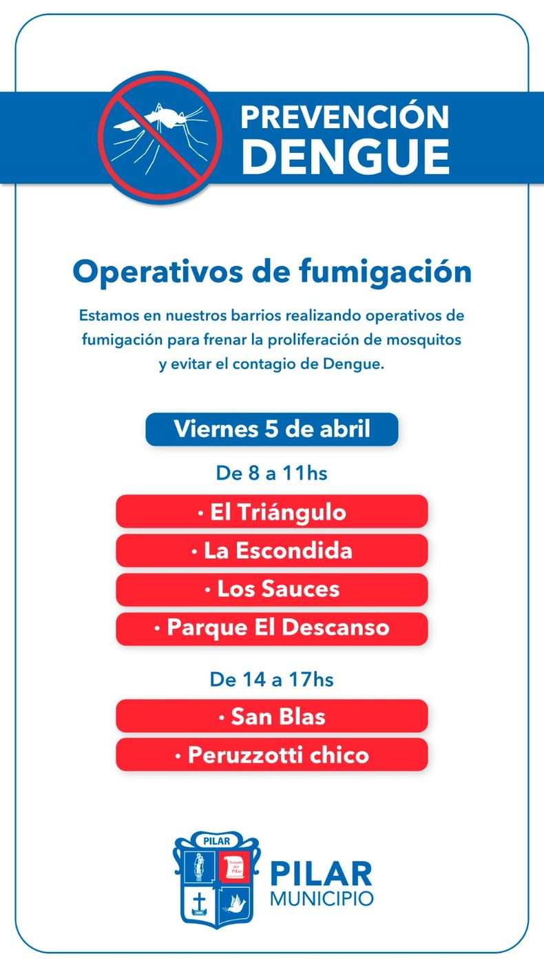 Cronograma de fumigaci&oacute;n para este viernes.&nbsp;