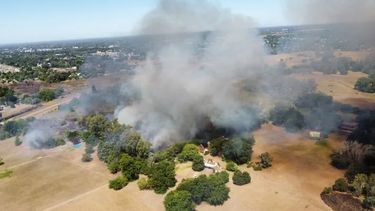 Vista aérea de un incendio ocurrido en Villa Rosa.
