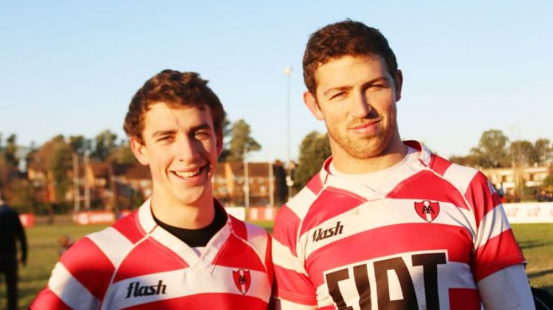 HERMANOS. Luca y Franco Sábato, tras la victoria de Alumni sobre La Plata..