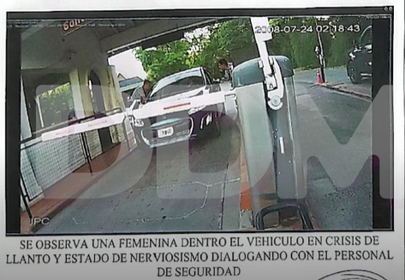 Las im&aacute;genes de Romina Gaetani llegando a la guardia del country Tortugas para alertar que hab&iacute;a sido golpeada por su pareja.&nbsp;