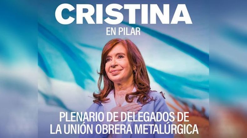 AVISO. Con esta imagen, la vicepresidenta invitó a seguir el discurso que dará en Pilar..
