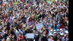 Los más de 1.500 chicos que participaron de las pruebas deportivas y juegos..