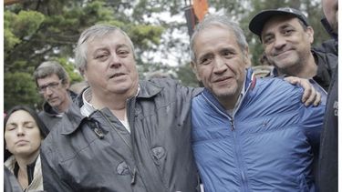 BANCARIOS. Daniel García junto a Sergio Palazzo, en Luján..