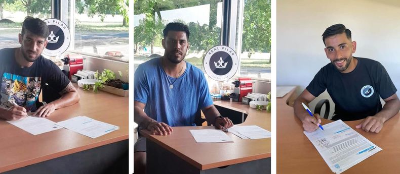 FIRMAS. Esteban Pipino, Juan Figueroa y Nahuel Ríos se sumaron al Monarca.