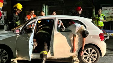 simulacro de accidente con personas atrapadas en colectora de panamericana