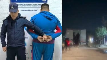 El detenido es un hombre de 43 años, sorprendido por policías que llegaron en camión (der.).