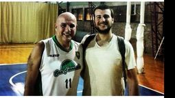 Juani Prieto junto a su papá, en el club San Fernando..