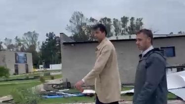 Achával junto al secretario de Obras Píublicas, Luis Bonfante, recorrieron las zonas de daños.
