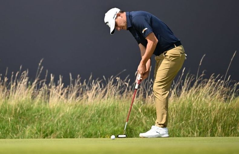 Emiliano Grillo en acción en Hoylake.