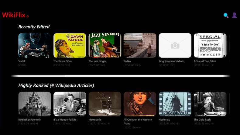 La plataforma libre suma series y películas sin costo.  (wikiflix.toolforge.org).
