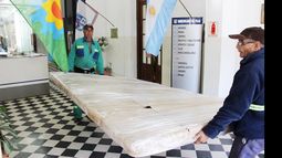 Empleados retiran el cuadro Alegoría de la Justicia del HCD..