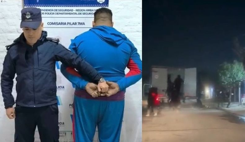 El detenido es un hombre de 43 años, sorprendido por policías que llegaron en camión (der.).