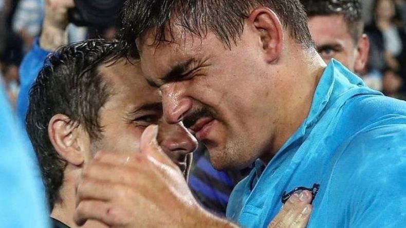 Matera lloró luego del empate entre Los Pumas y Australia, del que no formó parte..