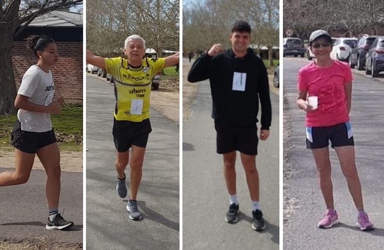 CLASIFICADOS. Florencia Tappia (Universitarios), Daniel Aranzasti (Adultos Mayores), Iván Bruno (PCD) y Nélida Andino (Mayores) serán los representantes de Pilar en los 10K.