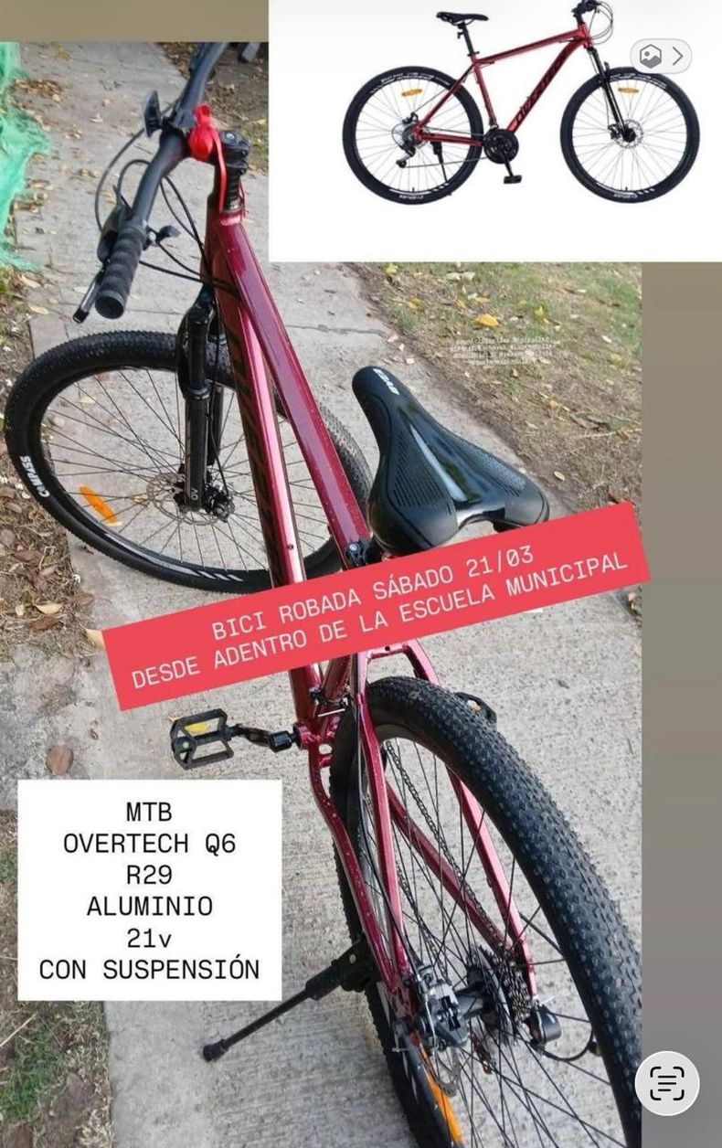 La bicicleta fue sustraída de la Escuela Municipal, sede Pilar Centro.&nbsp;