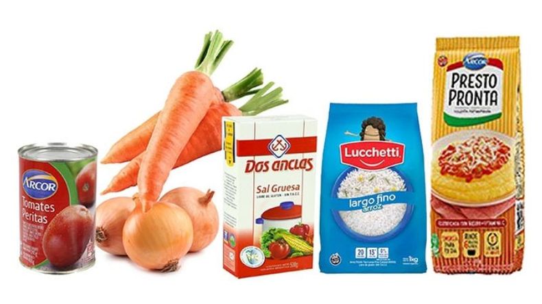 Mayores aumentos en un año:Tomate perita en lata Arcor 118%Cebolla 116%Zanahoria 115%Sal gruesa Dos Anclas 100%Arroz blanco Luchetti 80%Polenta Presto Pronta Arcor 77%.