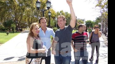 CONFIADOS. Sebastián Neuspiller y Diego Santilli recorrieron el centro pilarense..