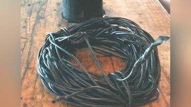 Los roba cables detenidos fueron sorprendidos cuando se encontraban arriba de un poste en la calle Chile y El Chingolo.
