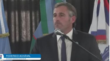 Achával, hace instantes, al dejar inaugurado el periodo de sesiones ordinarias del Concejo Deliberante.&nbsp;
